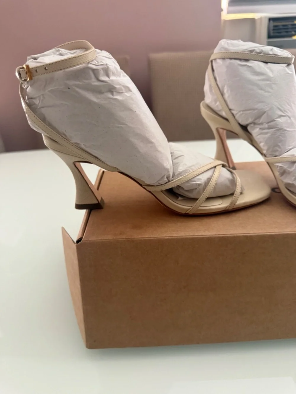 Reformation Gen Leather Sandals - Almond Snake - Size 8